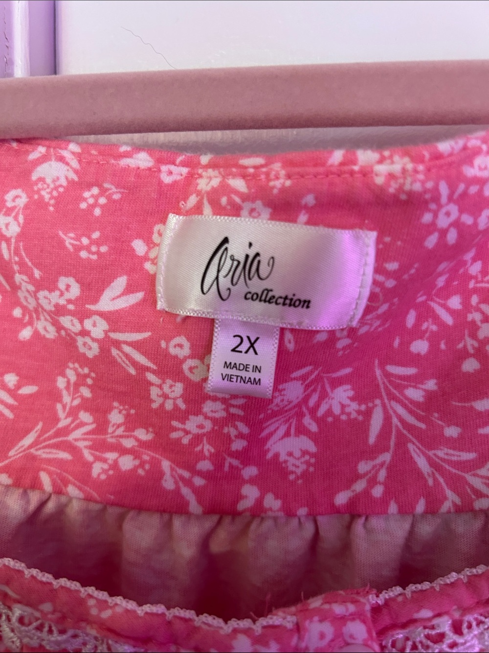 Aria Pink Floral Cotton Nightgown - Picture 2 of 4